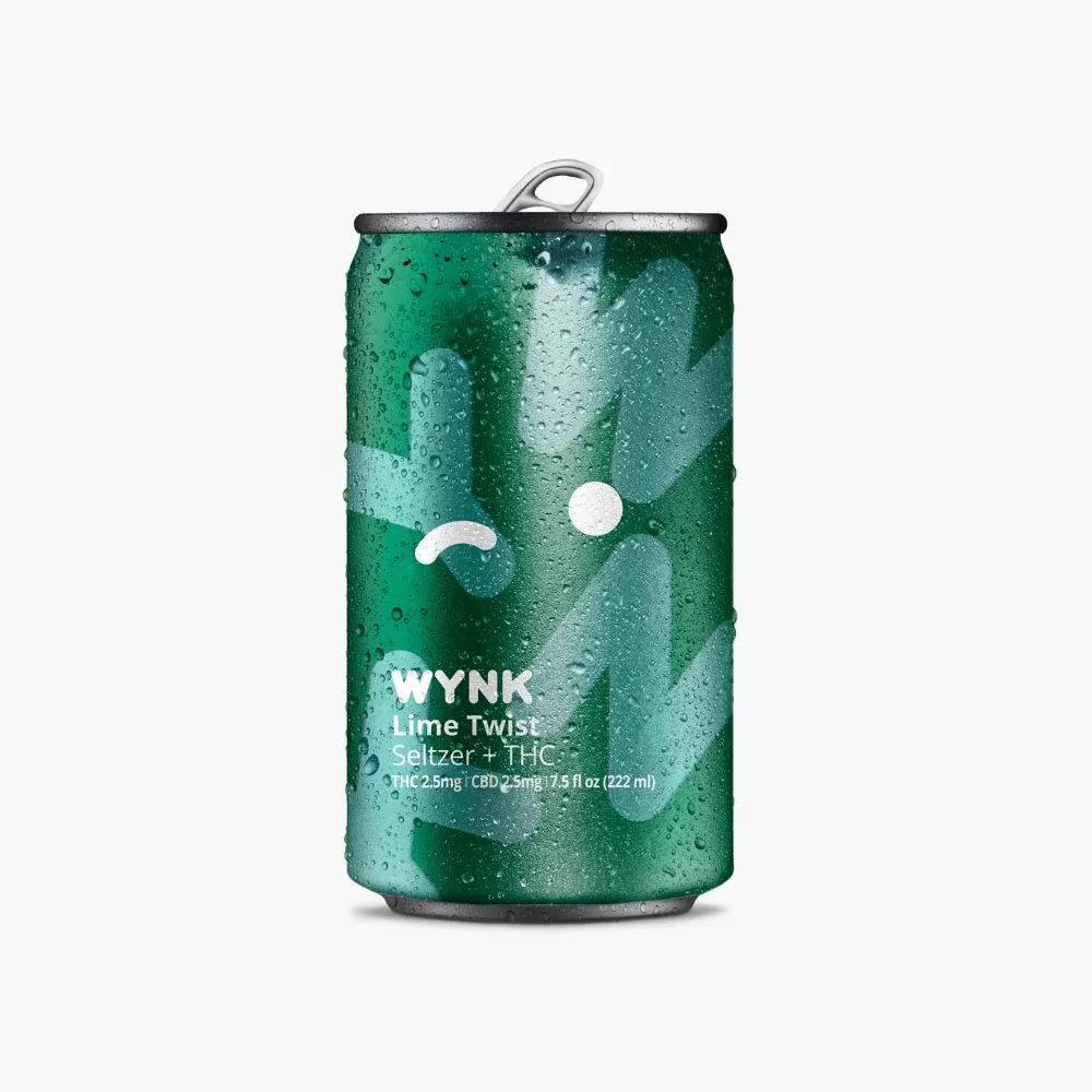 WYNK Infused Lime Twist Seltzer – Non-Alcoholic Beverage with 2.5mg CBD & 2.5mg Hemp - front can 2