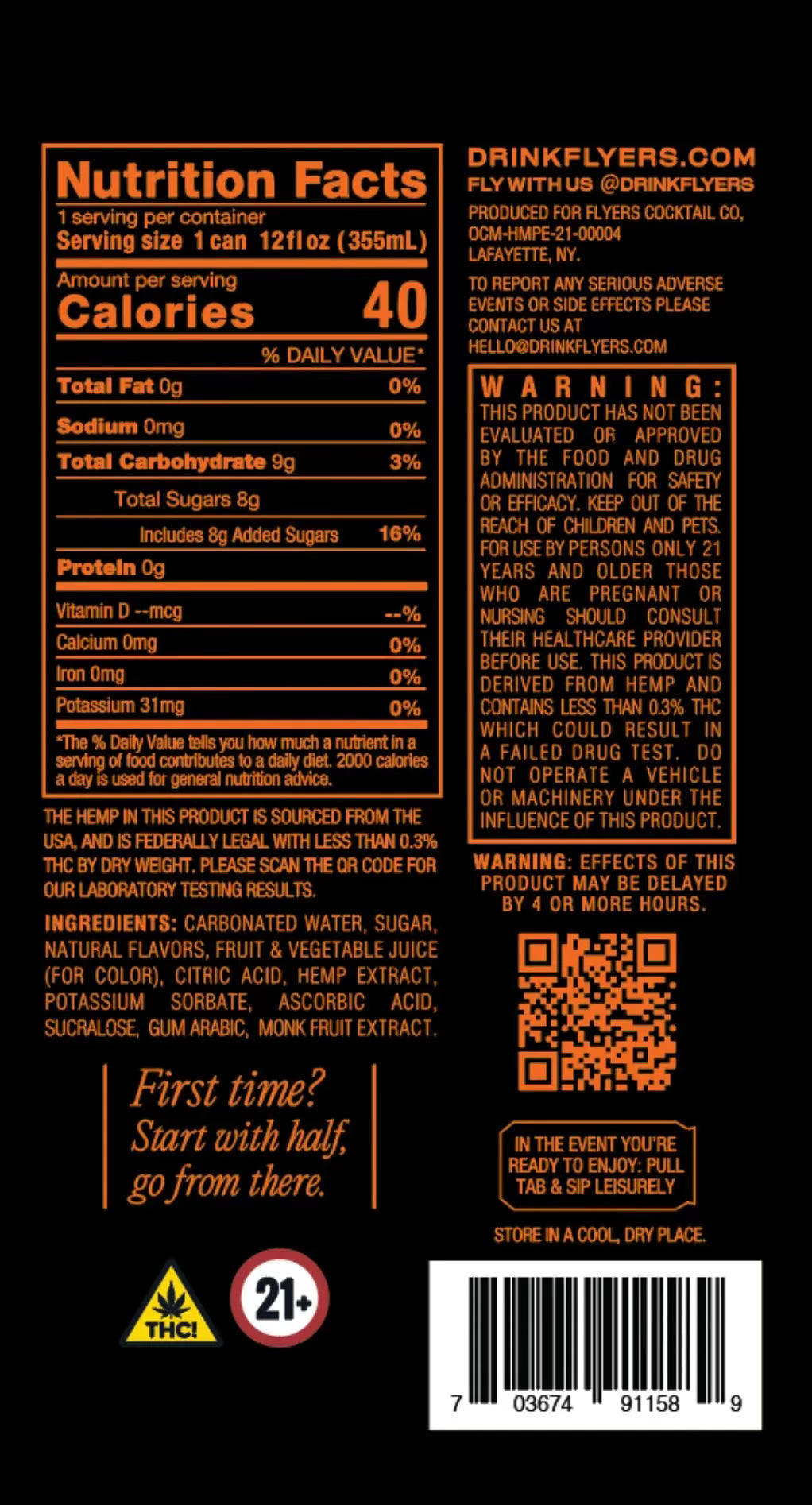 flyers ol'fashioned - nutrition facts