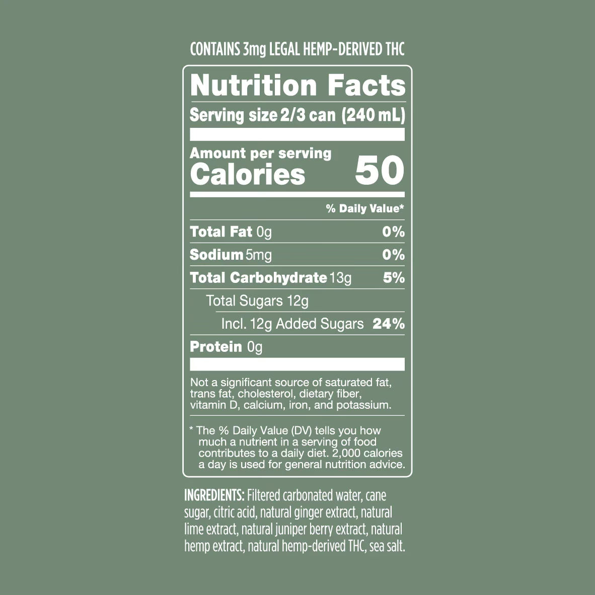 jeng infused non alcoholic - nutrition facts