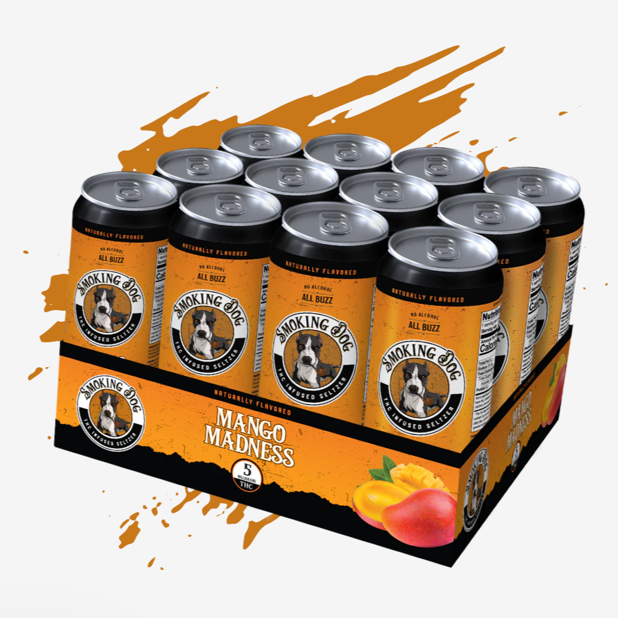 smoking dog infused seltzer mango madness - front box